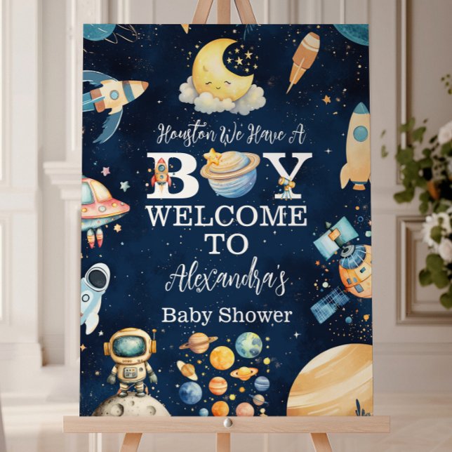 Houston We Have A Boy Outer Space Baby Shower Foam Board (Creator Uploaded)