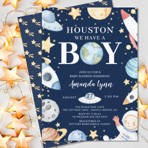 Houston We Have A Boy Outer Space Baby Shower Invi Invitation