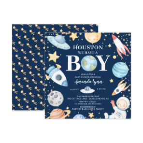 Houston We Have A Boy Outer Space Baby Shower Invi Invitation