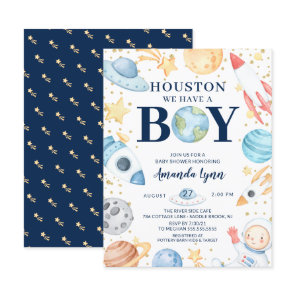 Houston We Have A Boy Outer Space Baby Shower Invi Invitation