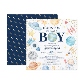 Houston We Have A Boy Outer Space Baby Shower  Invitation