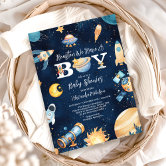 Celestial Navy Starry Night Moon Baby Shower Invitation