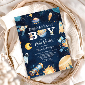 Houston We Have A Boy Outer Space Baby Shower Invitation