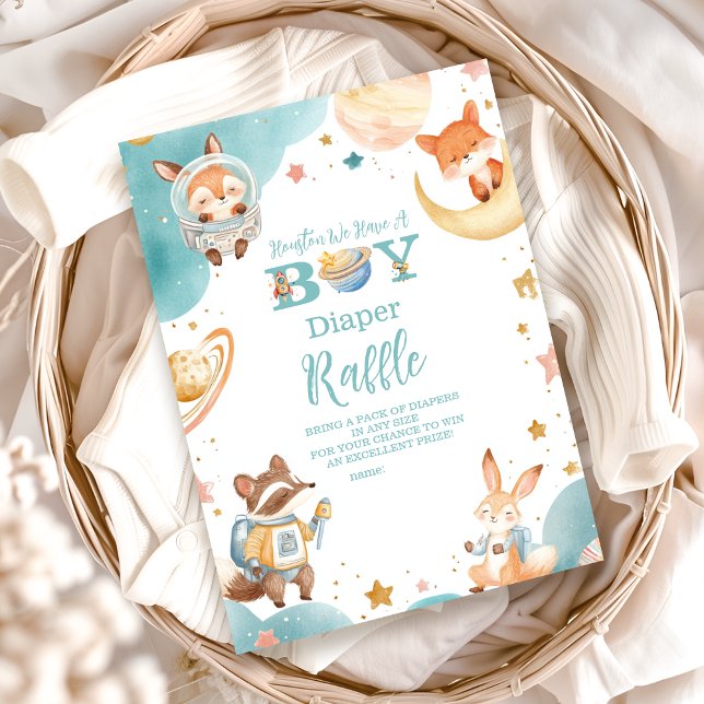 Houston We Have A Boy Outer Space Diapper Raffle Enclosure Card (Creator Uploaded)