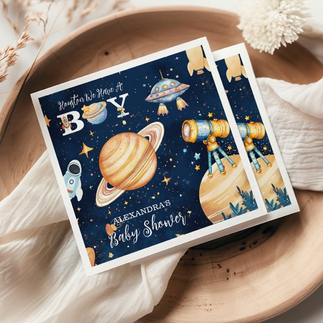 Houston We Have A Boy Outer Space Napkins (Creator Uploaded)
