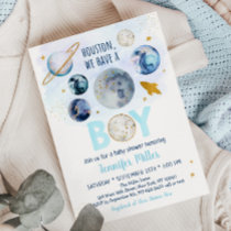 Houston We Have A Boy Space Baby Shower Invitation