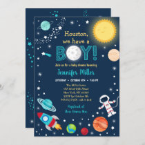 Houston We Have A Boy Space Baby Shower Invitation