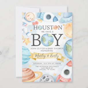 Houston We Have a Boy Space Baby Shower Invitation
