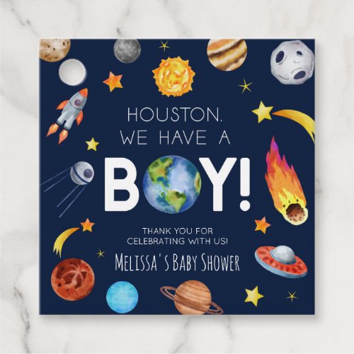 Houston We Have A Boy Space Galaxy Baby Shower Favor Tags