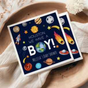 Houston We Have A Boy Space Galaxy Baby Shower Napkins
