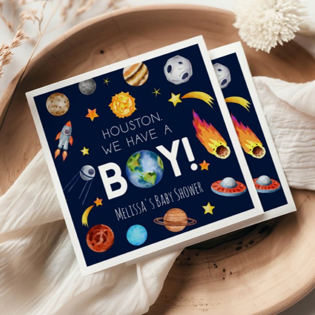 Houston We Have A Boy Space Galaxy Baby Shower Napkins (Creator Uploaded)