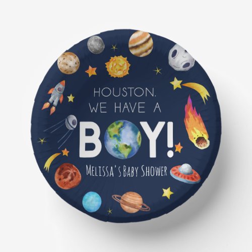 Houston We Have A Boy Space Galaxy Baby Shower Paper Bowls