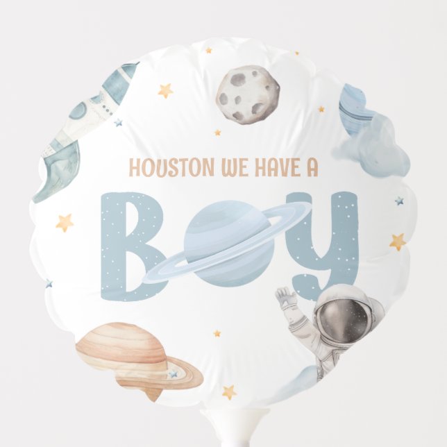 Houston We Have a Boy Space Shower Balloon (Front)