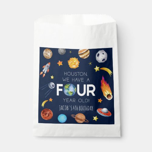 Houston We Have A Four Year Old 4th Birthday Party Favor Bag