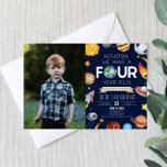 Houston We Have A Four Year Old 4th Birthday Party Invitation<br><div class="desc">This is a Houston We Have A Four Year Old Outer Space Blue 4th Birthday Party Invitation with Custom Photo!</div>