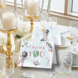 Houston We Have A Girl baby shower Space Astronaut Thank You Card