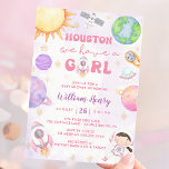 Houston We Have A Girl Outer Space Baby Shower Invitation<br><div class="desc">Houston We Have A Girl Outer Space Baby Shower Invitation</div>