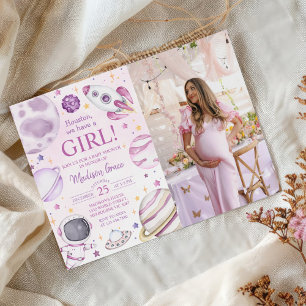 Houston We Have A Girl Outer Space Baby Shower Invitation