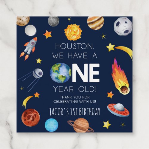 Houston We Have A One Year Old 1st Birthday Party Favor Tags