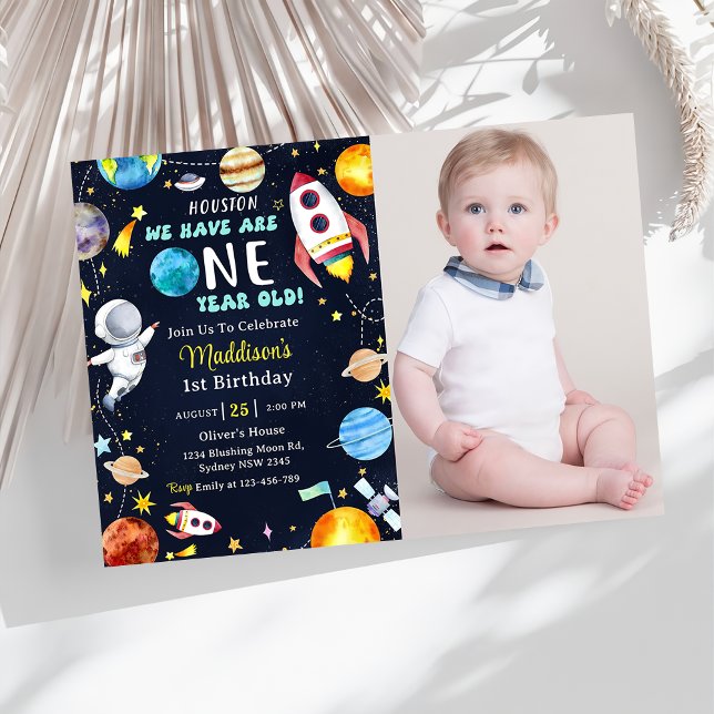 Houston We Have A One Year Old 1st Birthday Party Invitation (Creator Uploaded)