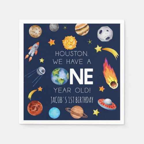 Houston We Have A One Year Old 1st Birthday Party Napkins