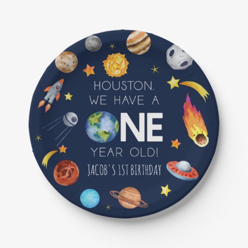 Houston We Have A One Year Old 1st Birthday Party Paper Plates
