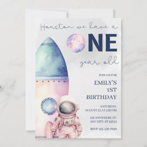 Houston we have a one year old Birthday Invite