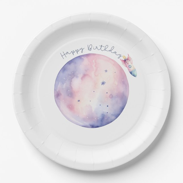 Houston we have a one year old Birthday Plates (Front)