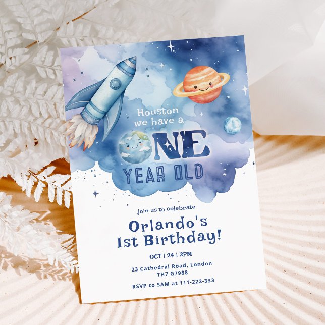 Houston we have a One year old Boy 1st birthday Invitation (Creator Uploaded)