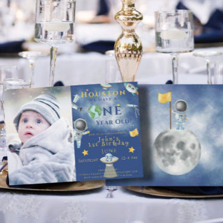 Houston We Have A One year old Space Astronaut Invitation