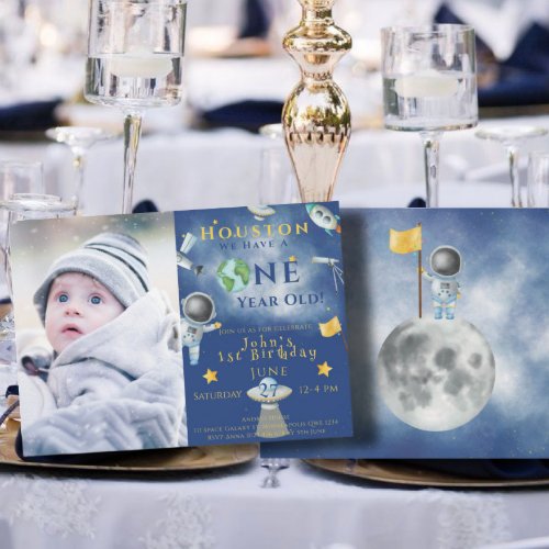 Houston We Have A One year old Space Astronaut Invitation