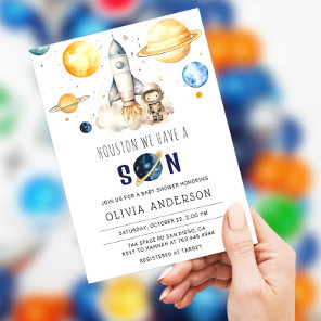 Houston We Have a Son Astronaut Space Baby Shower  Invitation