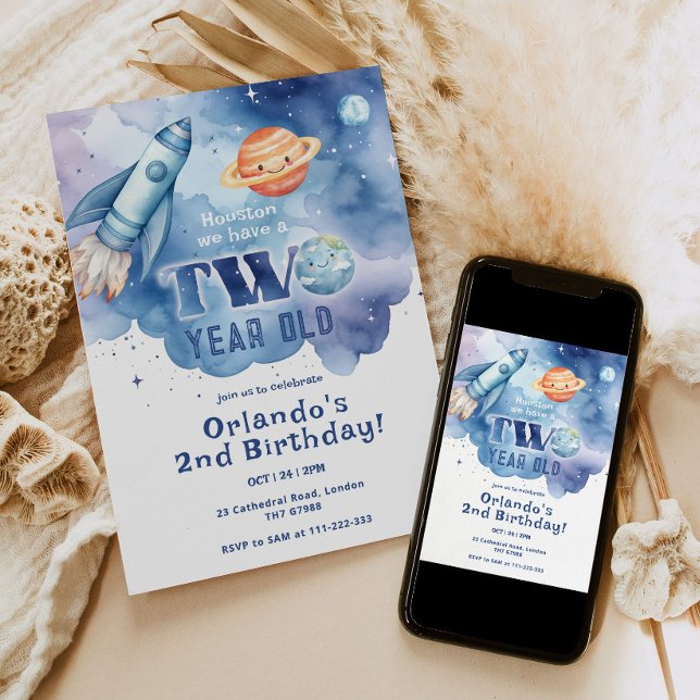Houston we have a Two year old Boy birthday Invitation (Creator Uploaded)