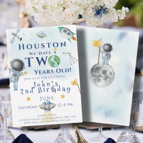 Houston We Have A Two years old Space Astronaut Invitation