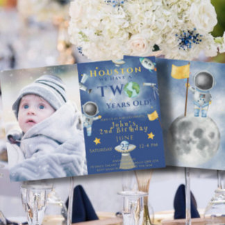 Houston We Have A Two years old Space Astronaut Invitation