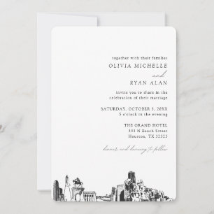 Houston Wedding Elegant Skyline Invitation