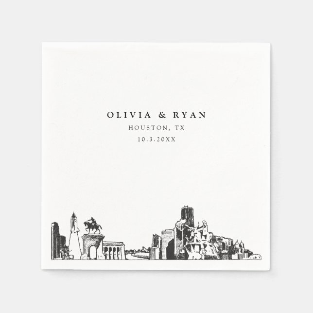 Houston Wedding Paper Cocktail Napkin (Front)