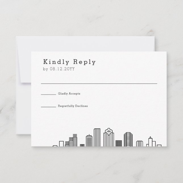 Houston Wedding | Stylized Skyline RSVP (Front)