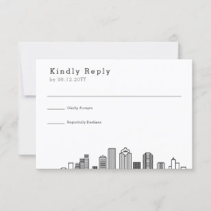 Houston Wedding   Stylized Skyline RSVP Card