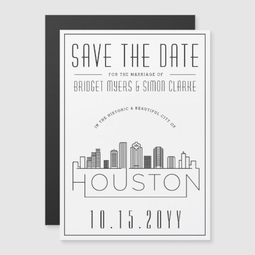 Houston Wedding  Stylized Skyline Save the Date Magnetic Invitation