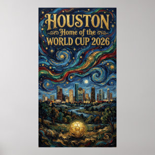 Houston World Cup 2026 Night Reflection Soccer Poster