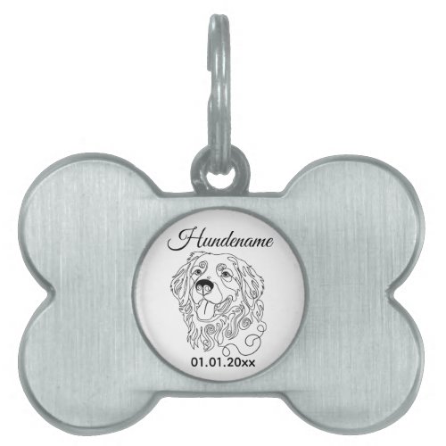 Hovawart Minimalist Line Art Personalized ID Tag
