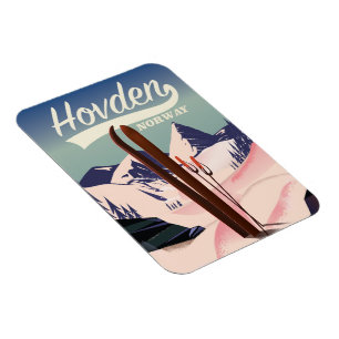 Hovden Norway Ski travel poster. Magnet