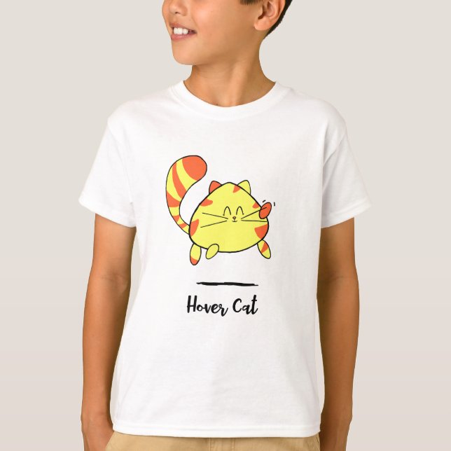 Hover Cat Fun Cartoon Cat Shirt for Kids (Front)