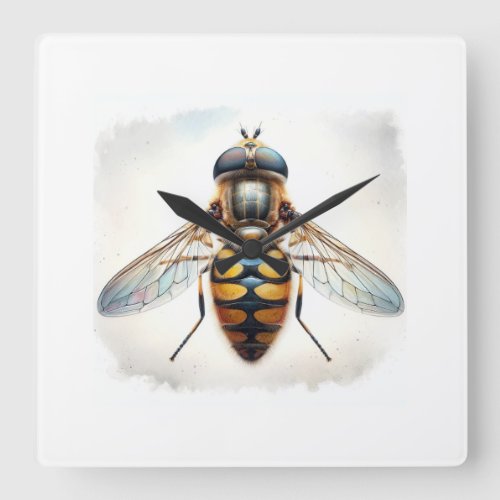 Hover Fly in Natural Splendor IREF818 _ Watercolor Square Wall Clock