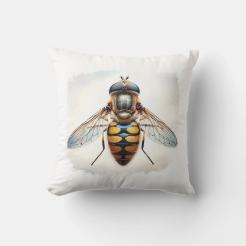 Hover Fly in Natural Splendor IREF818 _ Watercolor Throw Pillow