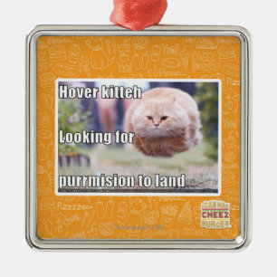 Hover kitteh metal ornament