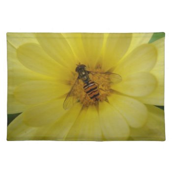 Hoverfly On A Marigold Placemat by Fallen_Angel_483 at Zazzle