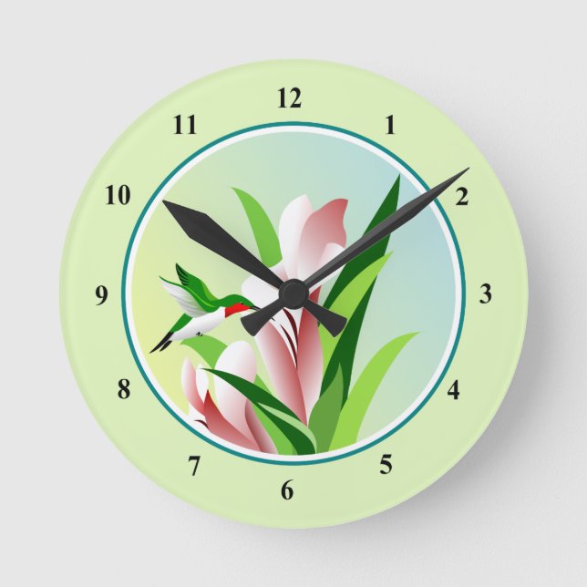 Hovering Humming Bird Round Clock (Front)