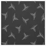 Hovering Hummingbird Black Tossed Print Fabric